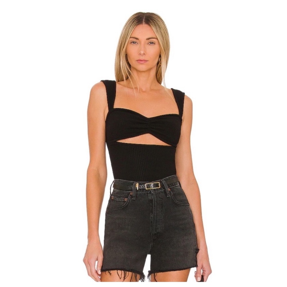 Womens AGOLDE isla black cutout tank top